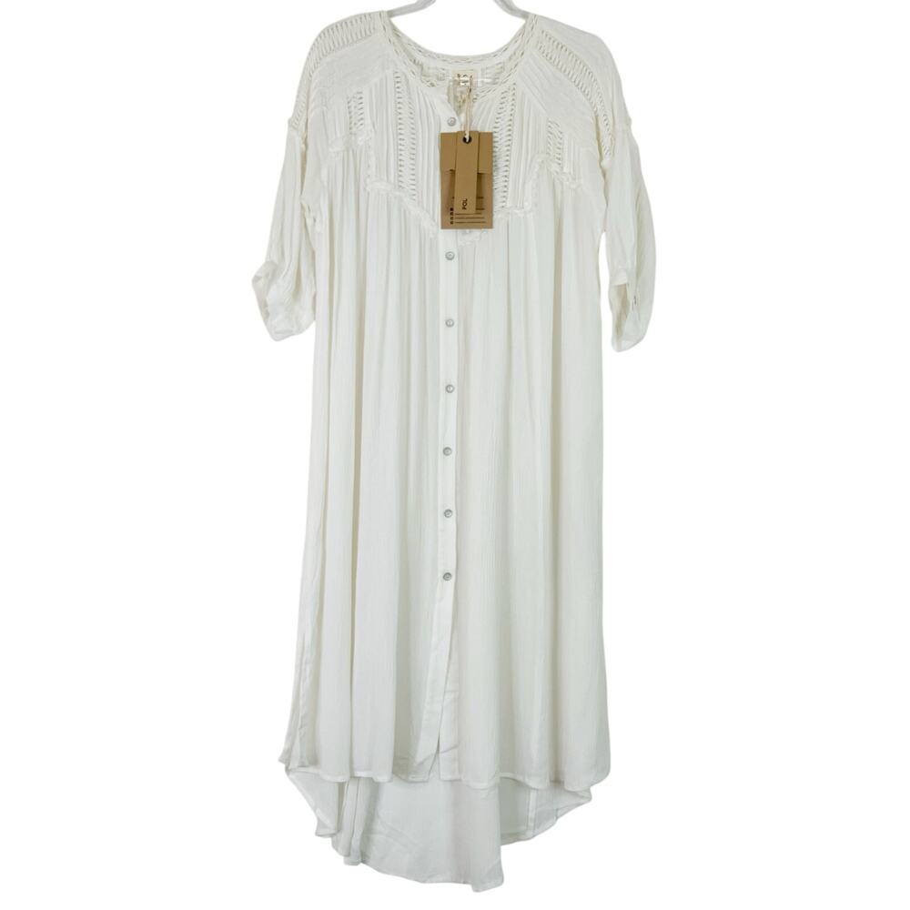 POL | Cream Tunic Shirt Dress Buttoned Front NWT Womens Small